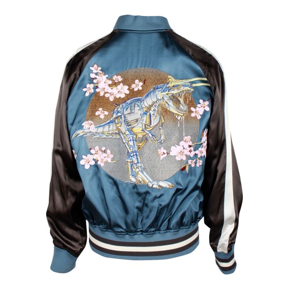 Dior x Sorayama Embroidered Souvenir Bomber Jacket in Blue Viscose - Picture 3 of 5